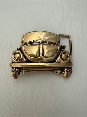 Vintage Beetle Car Solid Brass Belt Buckle